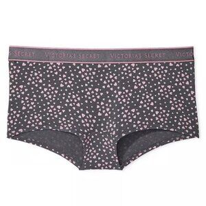 Victoria's Secret Cotton Tornado Grey Hearts Boyshort Panty Size XL NEW
